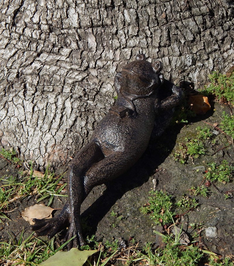Bellaa 25686 Napping Frog Statue Relax Resting Meditating Zen Garden Buddha Sculpture Yoga Contented Talisman Gift Feng Shui Vastu Figurine 12 inch - Image 5
